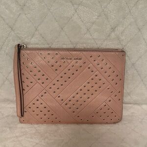 Michael Kors Dusty Pink Studded Leather Wristlet Clutch